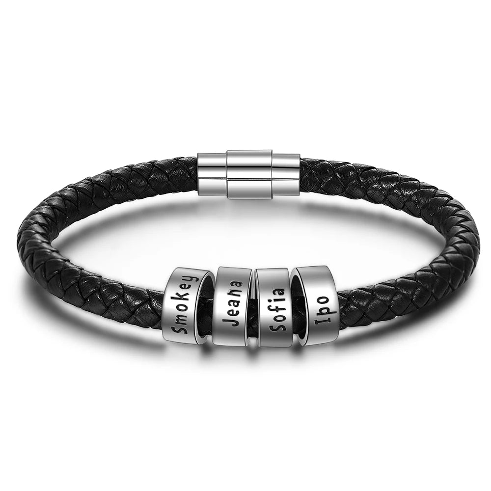 Pulsera de cuero personalizada para hombre