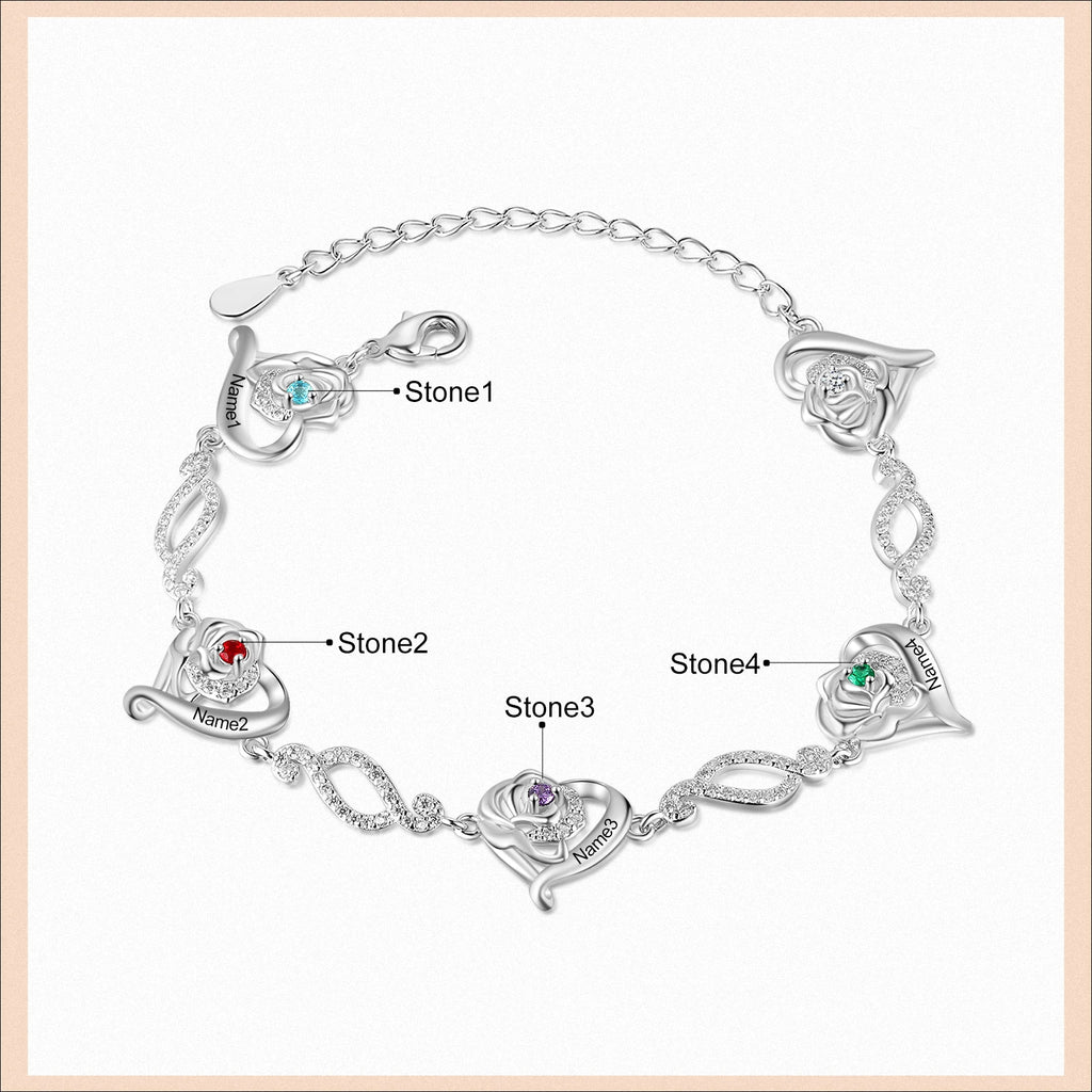 Pulsera de cadena de corazón con grabado de nombre personalizado