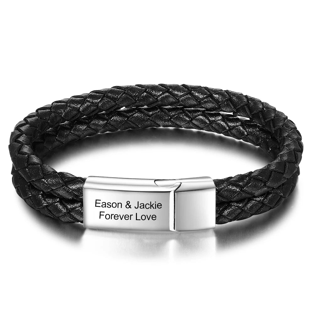 Pulseras de acero inoxidable con grabado personalizado para hombre