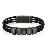 Pulsera de cuero trenzado con grabado personalizado para hombre