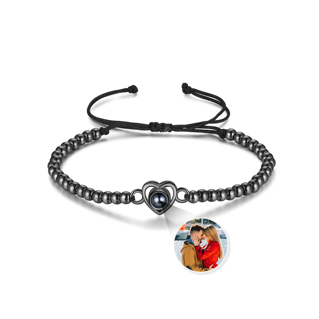 Pulsera de cuentas ajustable con imagen personalizada en el interior