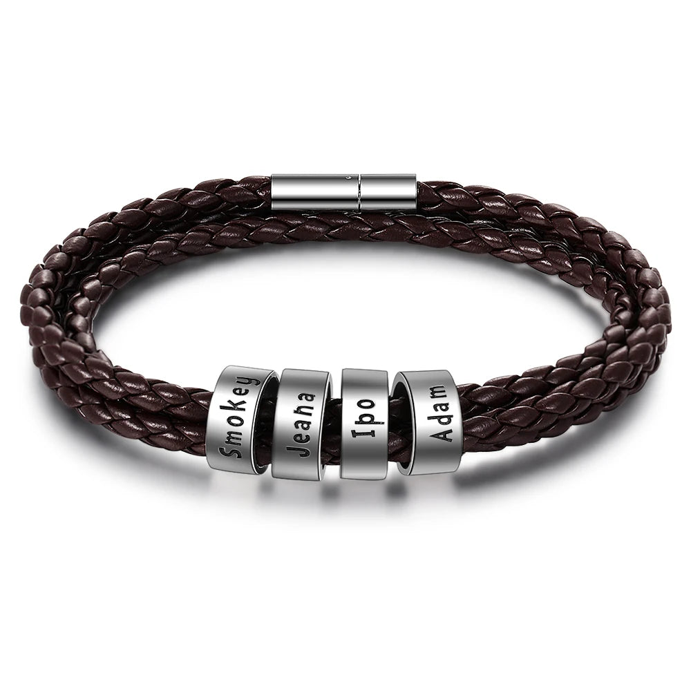 Pulsera de cuero de cuerda trenzada para hombre