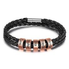 Cargar imagen en el visor de la galería, Pulseras de cuero personalizadas para hombre