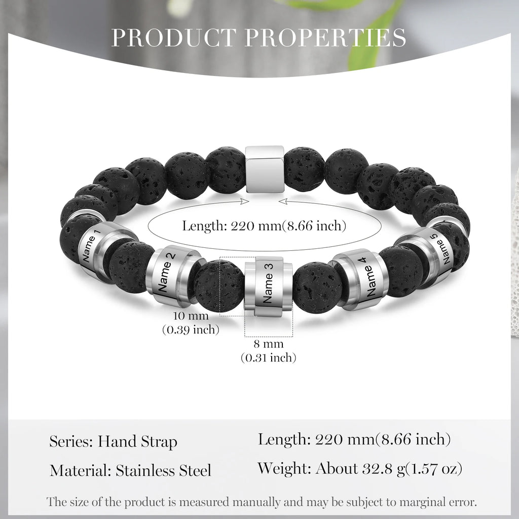 Pulsera de cuentas personalizable para hombre