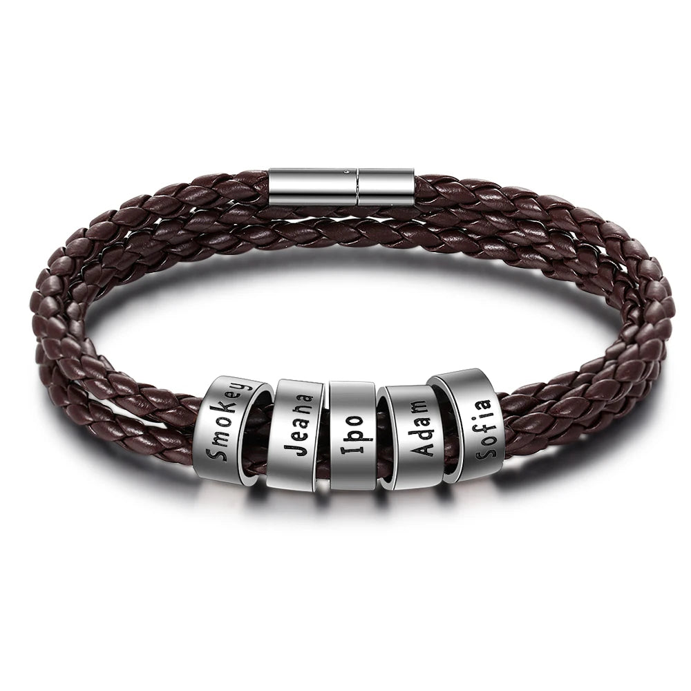 Pulsera de cuero de cuerda trenzada para hombre