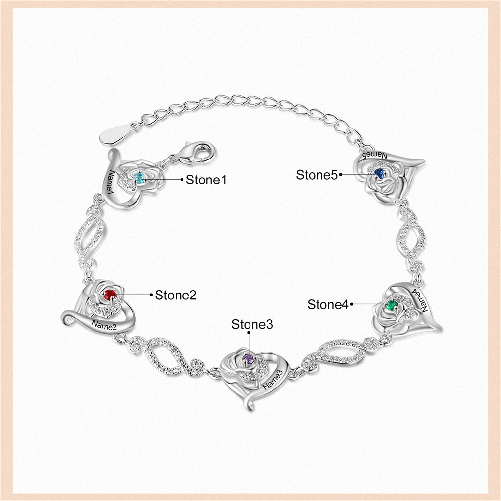 Pulsera de cadena de corazón con grabado de nombre personalizado