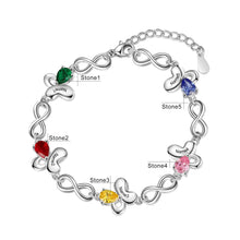 Load image into Gallery viewer, pulsera de mariposa personalizada con incrustaciones de piedra natal