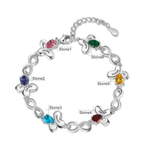 Load image into Gallery viewer, pulsera de mariposa personalizada con incrustaciones de piedra natal