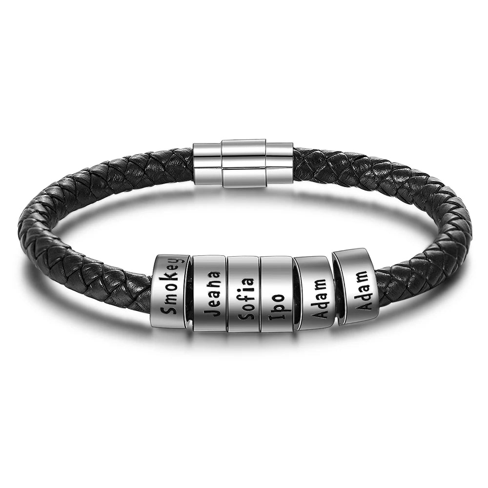 Pulsera de cuero personalizada para hombre