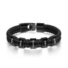 Load image into Gallery viewer, Pulsera de cuero trenzado y acero inoxidable para hombre