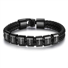 Load image into Gallery viewer, Pulsera de cuero trenzado y acero inoxidable para hombre