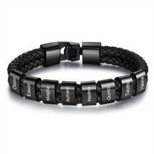 Load image into Gallery viewer, Pulsera de cuero trenzado y acero inoxidable para hombre