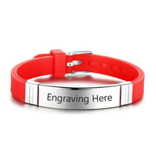 Cargar imagen en el visor de la galería, Pulsera de goma con grabado personalizado para hombre y mujer