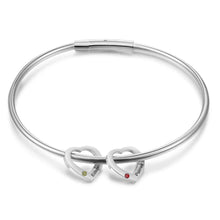 Load image into Gallery viewer, Pulsera con abalorio de corazón y nombre grabado personalizado con incrustaciones de 2-6 piedra natal