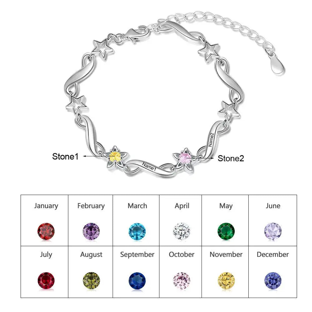 pulsera Infinity con grabado de nombre personalizado para mujer