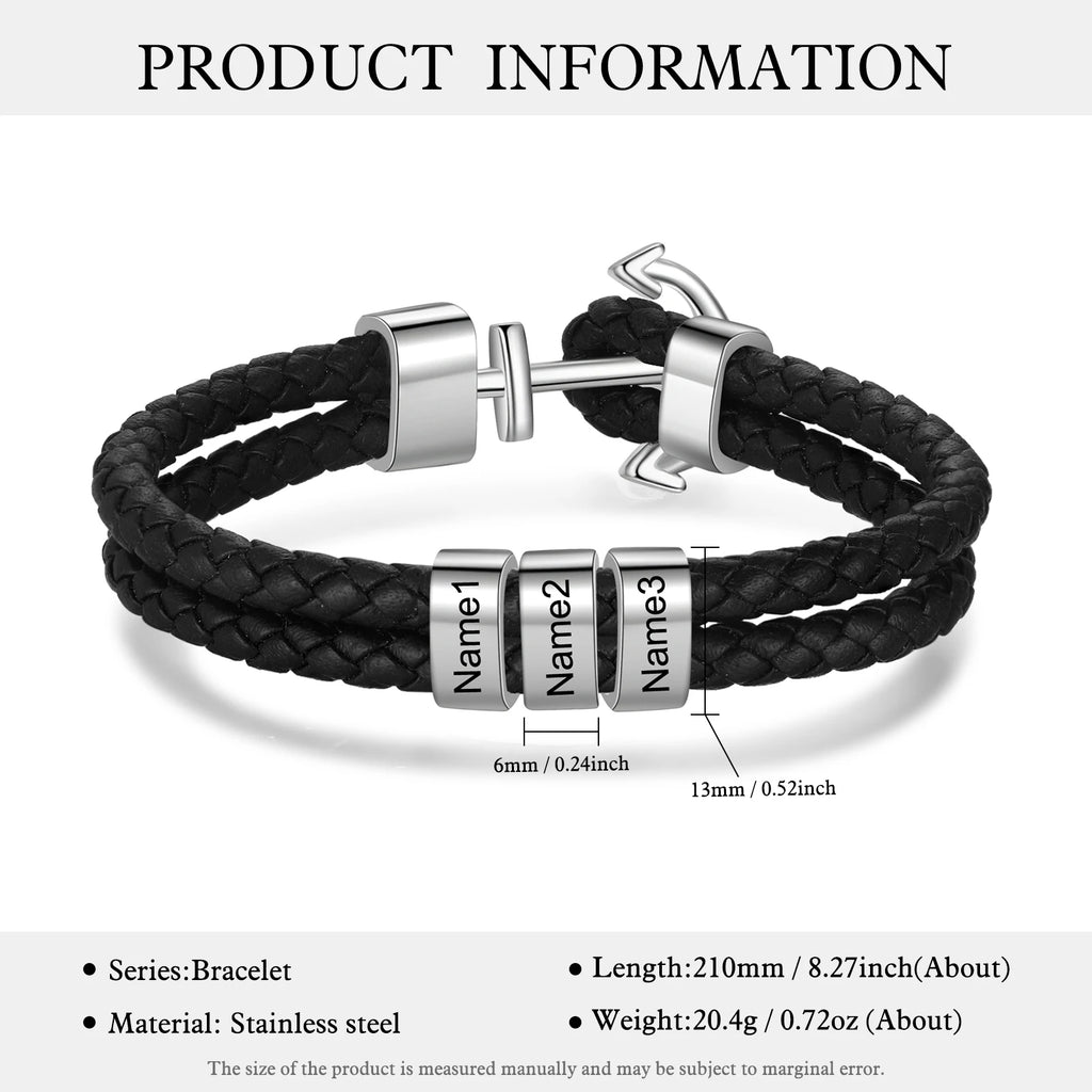 Pulsera de cuentas personalizable para hombre