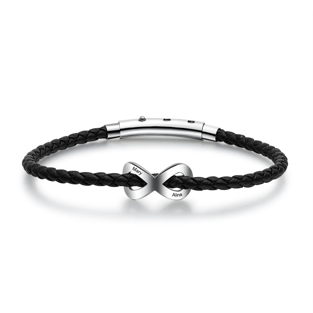 Pulseras Infinity de acero inoxidable para hombre y mujer