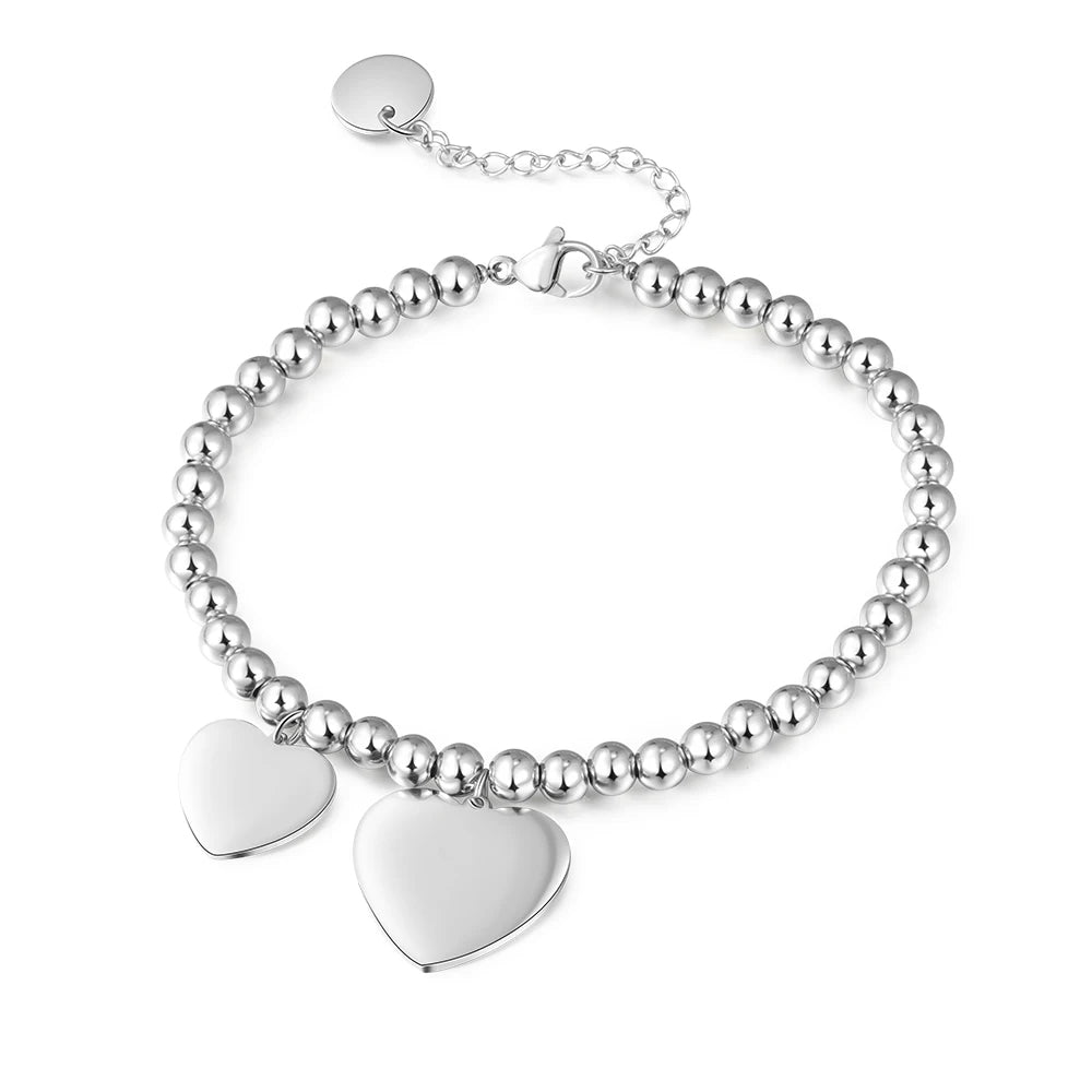 pulsera de cuentas de acero inoxidable con nombre personalizado para mujer