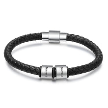 Load image into Gallery viewer, Pulseras de cuero negro personalizadas para hombre