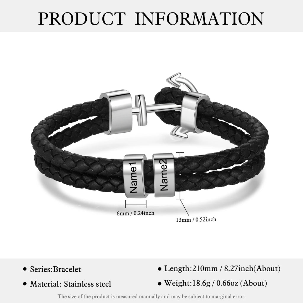 Pulsera de cuentas personalizable para hombre