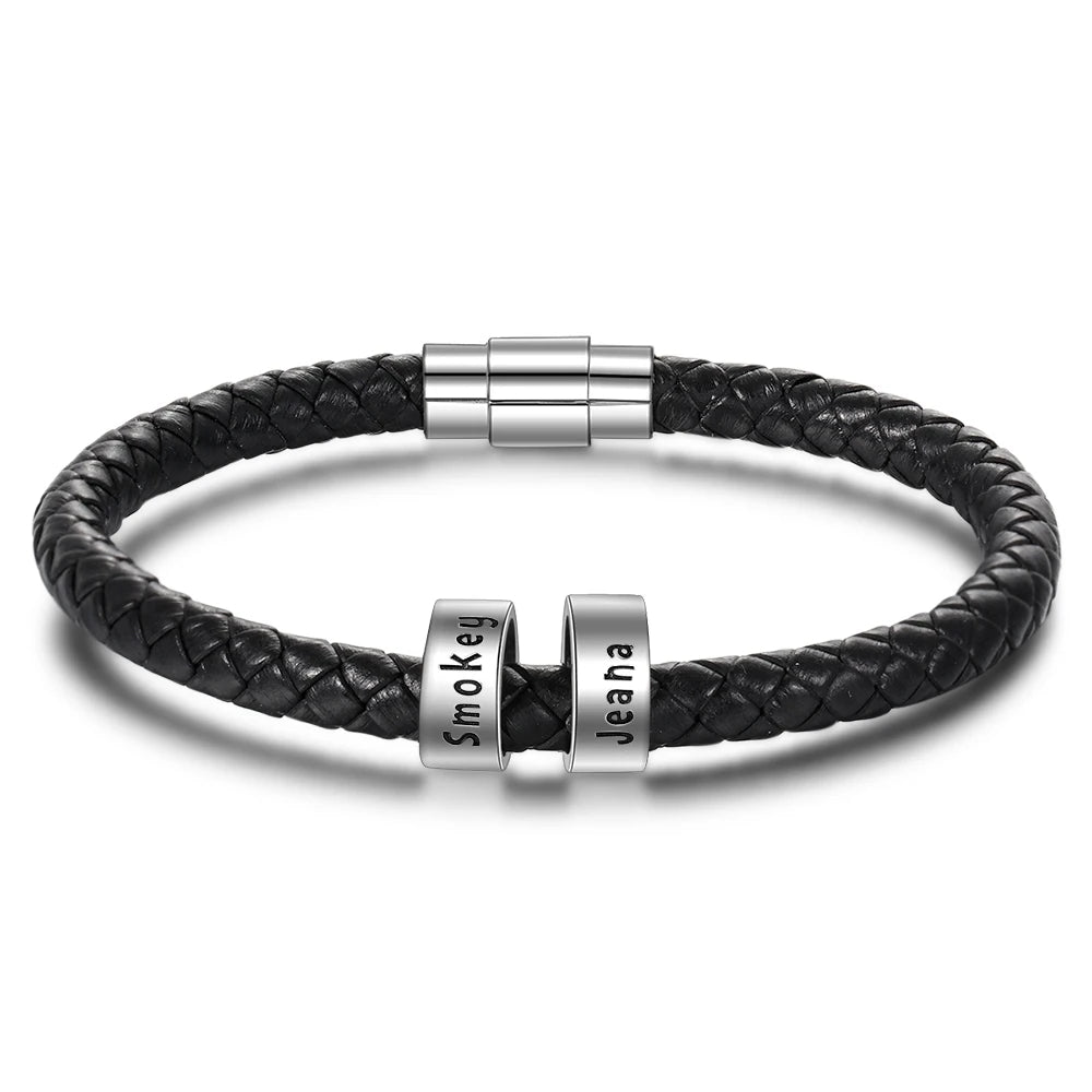 Pulsera de cuero personalizada para hombre