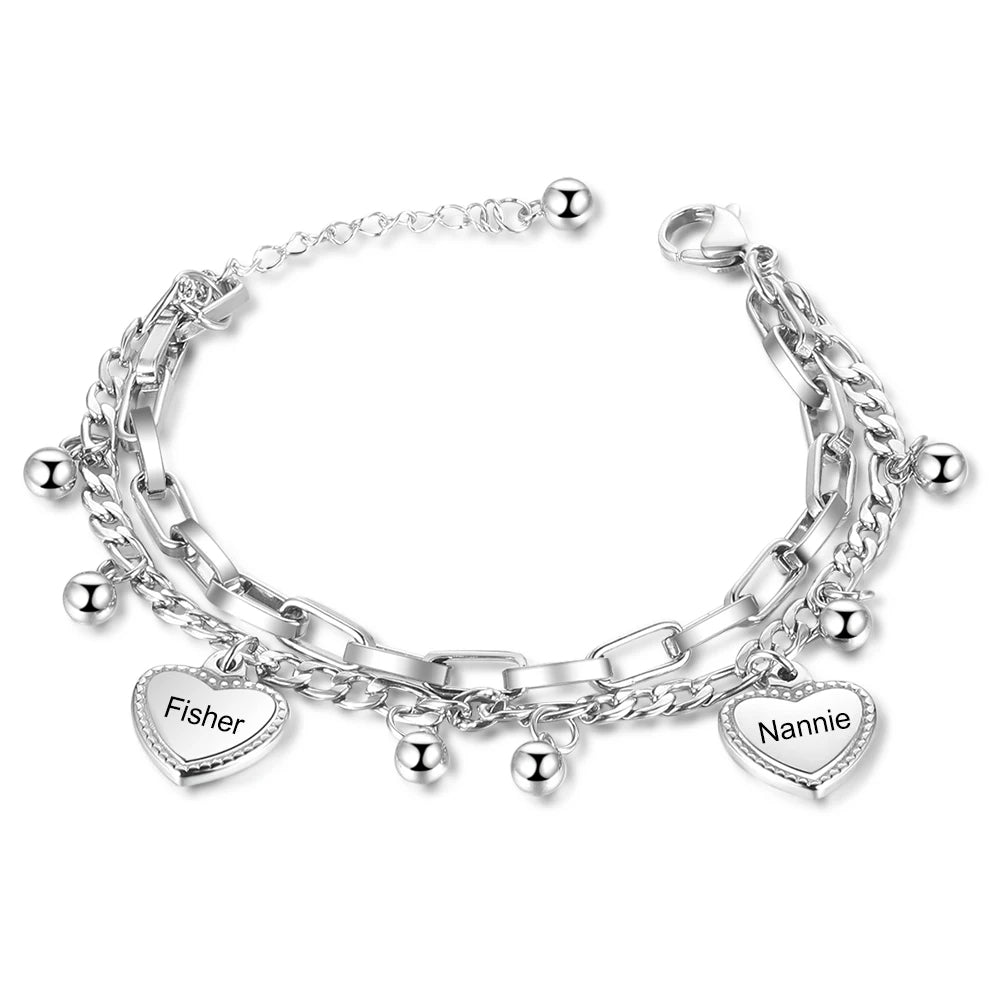 pulsera de cuentas y corazón personalizada para mujer