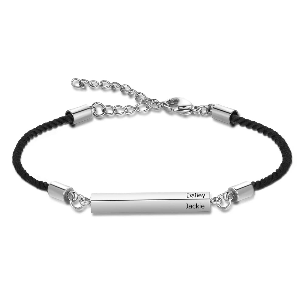 Pulsera de cuerda ajustable de acero inoxidable para hombre y mujer