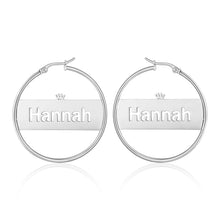 Load image into Gallery viewer, pendientes de acero inoxidable con placa con nombre personalizada para mujer