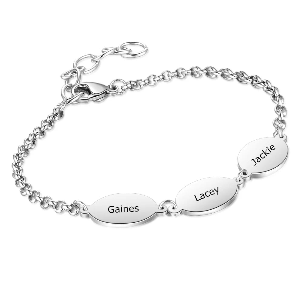 Pulsera de la amistad de acero inoxidable con diseño ovalado personalizado para parejas