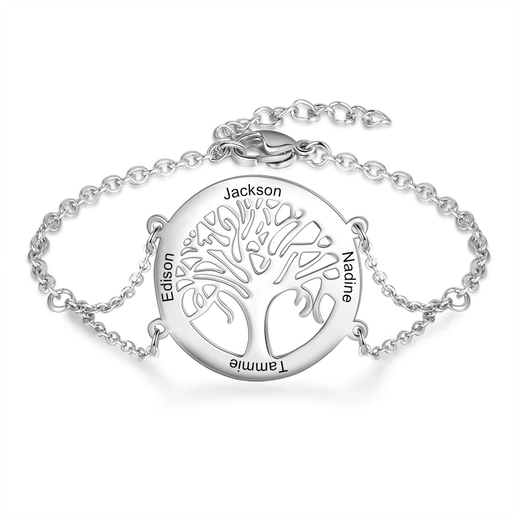 Pulseras personalizadas de árbol de la vida para mujer