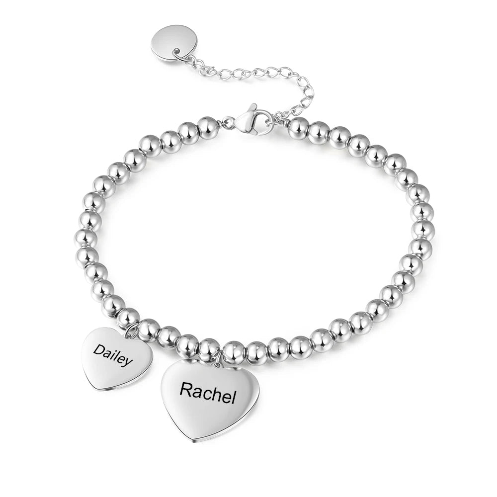 pulsera de cuentas de acero inoxidable con nombre personalizado para mujer