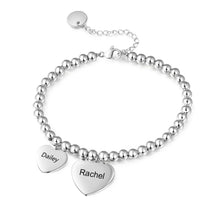 Cargar imagen en el visor de la galería, pulsera de cuentas de acero inoxidable con nombre personalizado para mujer