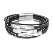 Load image into Gallery viewer, pulsera de cuero de acero inoxidable para hombre