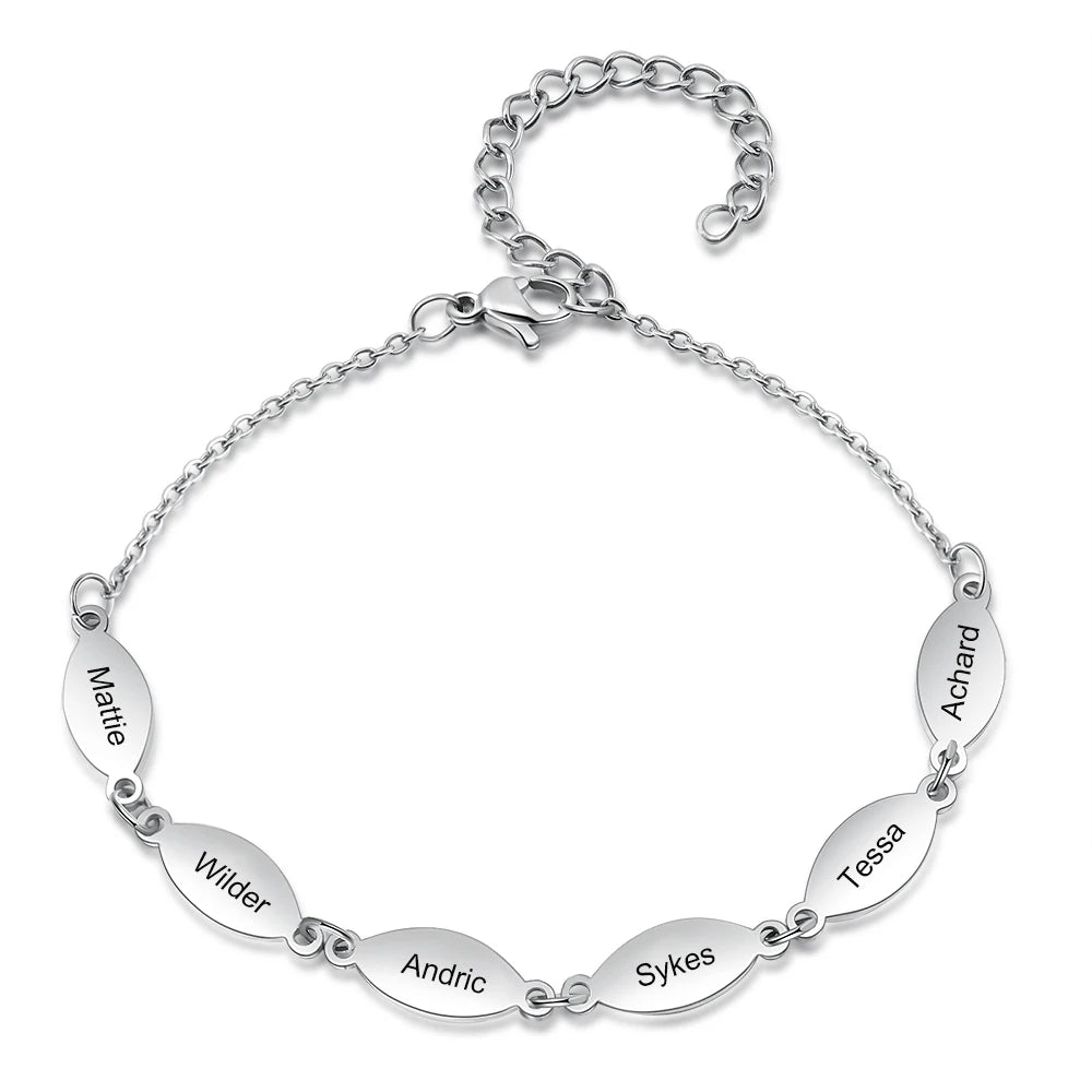 pulsera ovalada de acero inoxidable personalizada para mujer