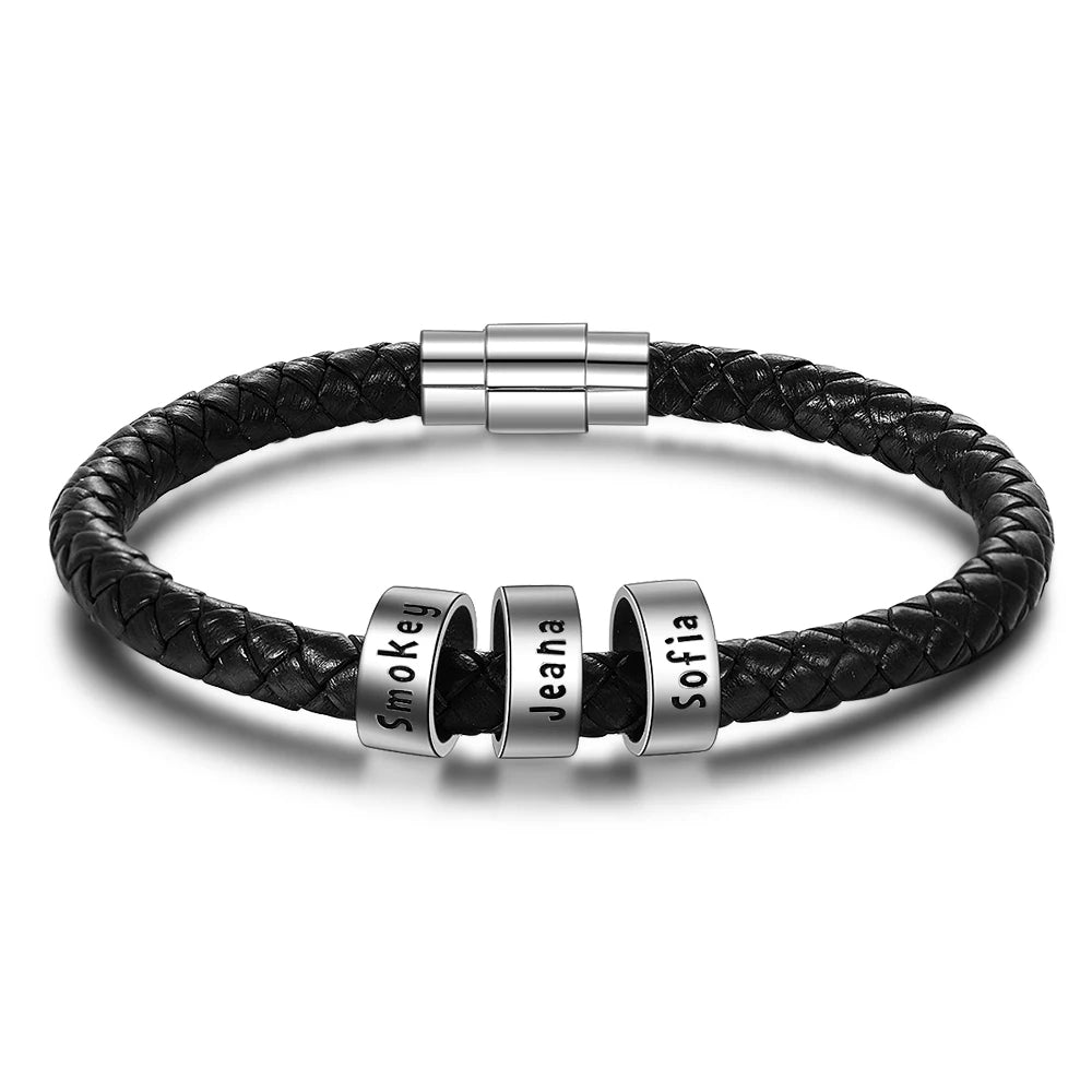 Pulsera de cuero personalizada para hombre