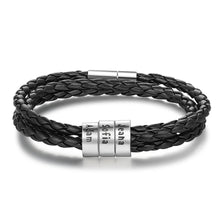 Load image into Gallery viewer, Pulsera de cuero con cuentas personalizables para hombre