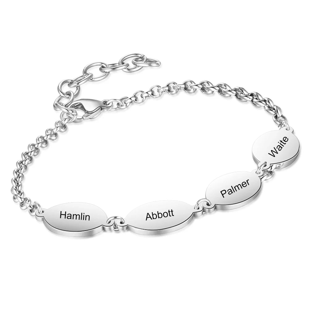 Pulsera de la amistad de acero inoxidable con diseño ovalado personalizado para parejas