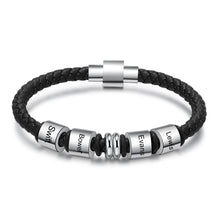 Load image into Gallery viewer, Pulseras de cuero negro personalizadas para hombre