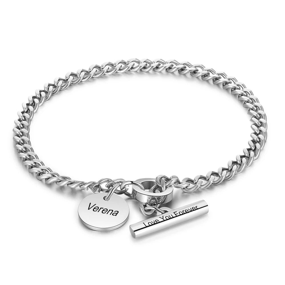 pulsera personalizada con grabado de nombre para hombre y mujer