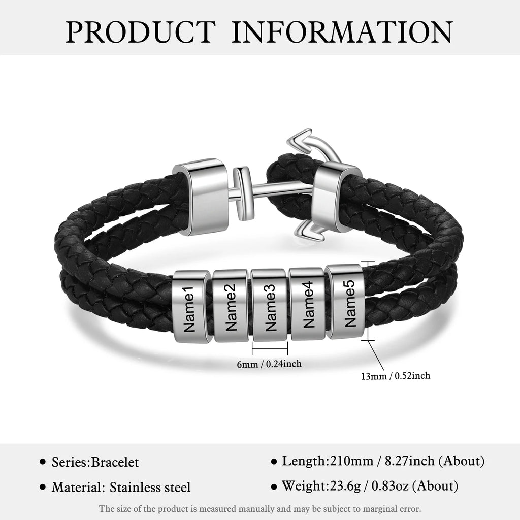 Pulsera de cuentas personalizable para hombre