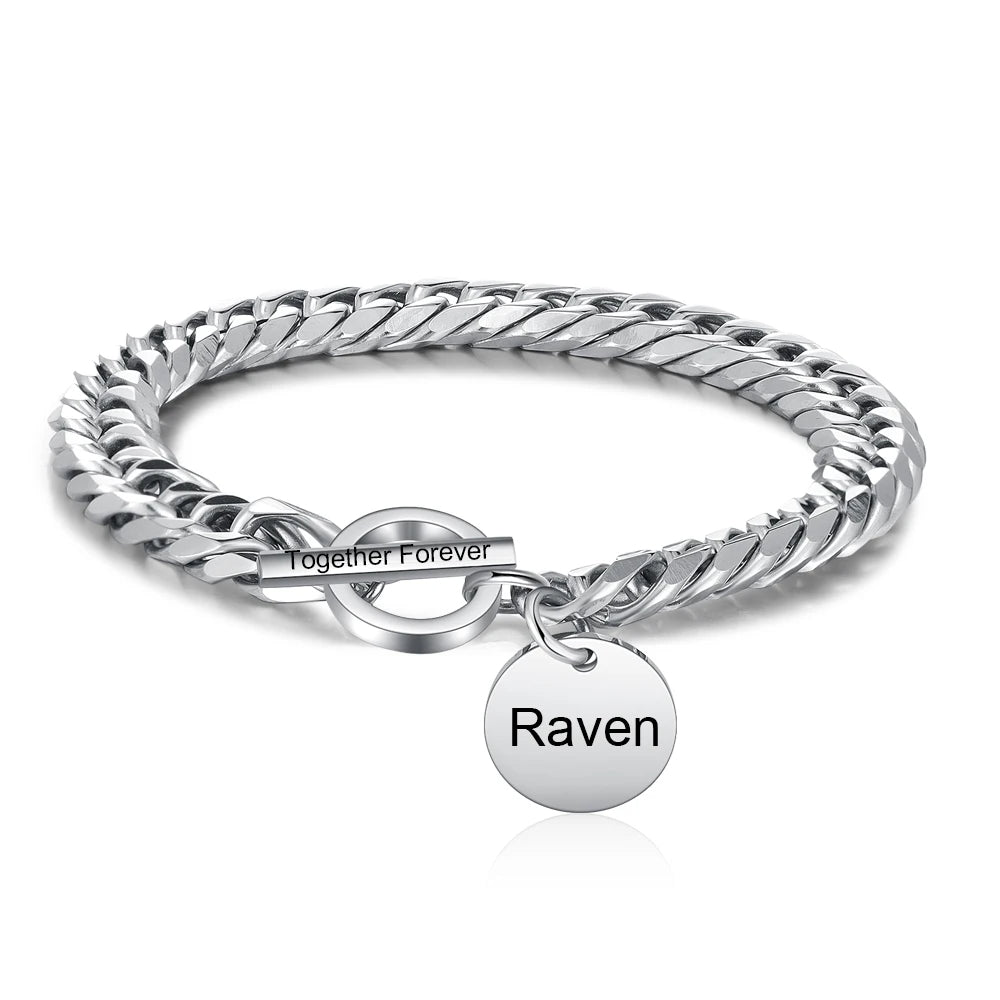 pulsera personalizada con grabado de nombre para hombre y mujer