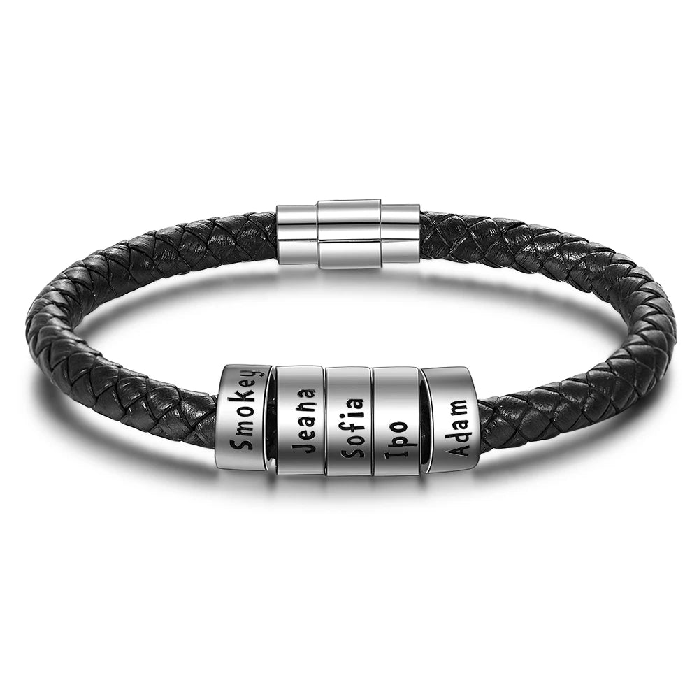 Pulsera de cuero personalizada para hombre