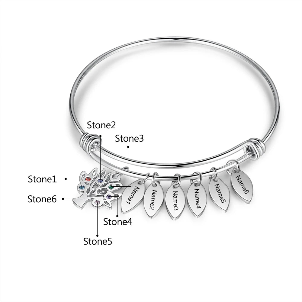 Pulsera personalizada de acero inoxidable con etiquetas de nombre grabadas para mujer